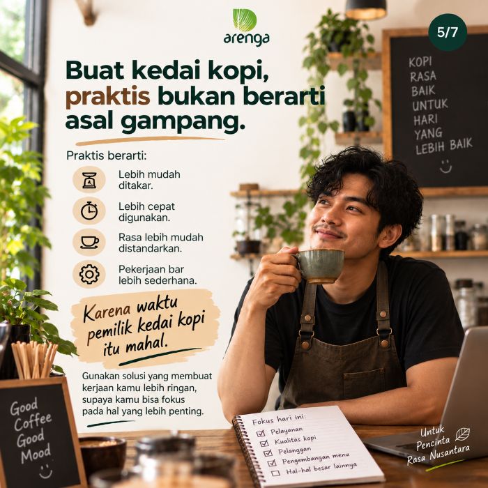 Buat kedai kopi kecil, praktis bukan berarti gampang.